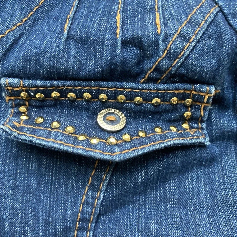 Celine Jeans Girls Blue Ruffled Denim Jean Long Sleeve Dress Size 16 Kidcore